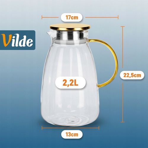 Dzbanek NA NAPOJE wodę sok lemoniadę do napojów szklany z pokrywką 2,2L na Arena.pl
