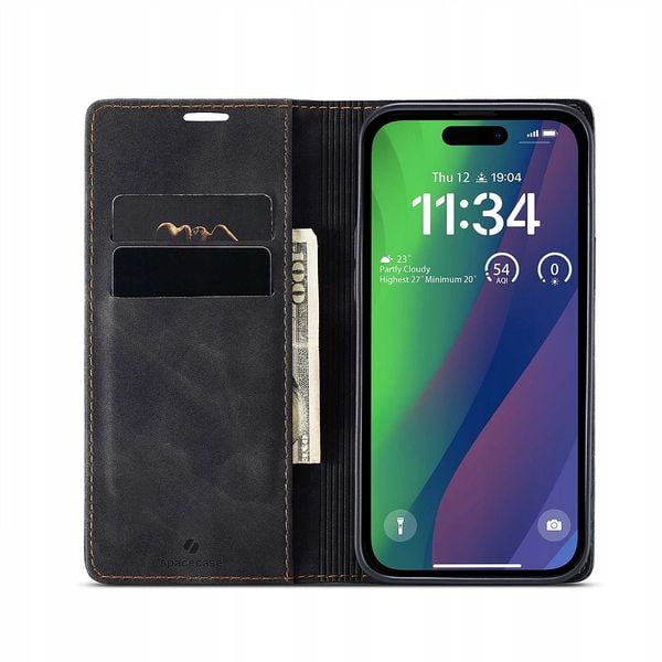 Spacecase Wallet Iphone 15 Plus Black zdjęcie 14