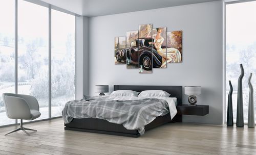 Obraz Na Płótnie - Retro Auto Dama  - 150X100 Cm - Ea150X100-3467 na Arena.pl