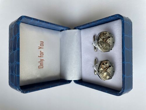 Spinki do mankietów Zegarek Werk Mechanizm Zegarka Steampunk Metalowe Etui na Arena.pl