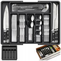 WKŁAD ORGAZNIER NA SZTUĆCE DO SZUFLADY REGULOWANY ROZSUWANY KUCHENNY CZARNY