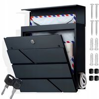 LISTOWA POCZTOWA SKRZYNKA NA LISTY POCZTĘ CZARNY MAT Z GAZETNIKIEM DUŻA A4