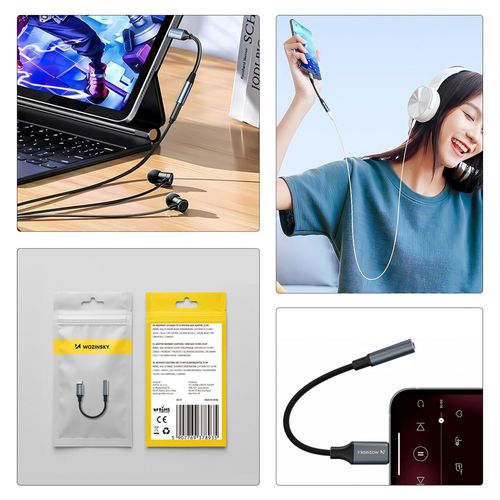 Adapter przejściówka iPhone Lightning - mini jack 3.5mm - czarny na Arena.pl