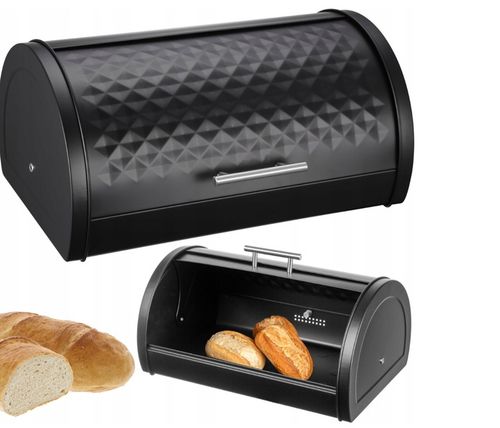 CHLEBAK NA PIECZYWO BUŁKI CHLEB POJEMNIK POJEMNY CZARNY METALOWY DO KUCHNI na Arena.pl