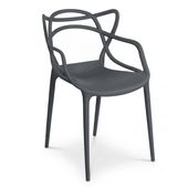 Nowoczesne Krzesło Ogrodowe Ażurowe Szare - Mocny Fotel Plastikowy z Podłokietnikami na Taras i Balkon XD-G