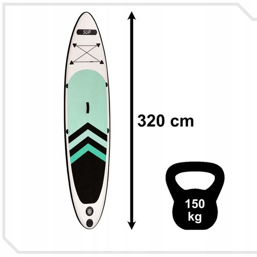WYPORNA DESKA SUP POMPOWANA PADDLEBOARD WIOSŁO AKCESORIA ZESTAW 320cm 150kg na Arena.pl