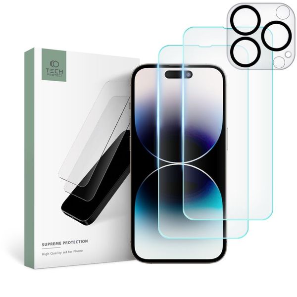 SZKŁO HARTOWANE TECH-PROTECT SUPREME SET IPHONE 14 PRO CLEAR zdjęcie 1