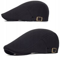 Czarny Męski Kaszkiet Bawełniany Jesienno-Zimowy Klasyczny Czapka