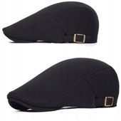 Czarny Męski Kaszkiet Bawełniany Jesienno-Zimowy Klasyczny Czapka