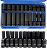 NASADKI UDAROWE KLUCZ PNEUMATYCZNY ZESTAW DŁUGIE I KRÓTKIE 1/2 10-19MM 20EL