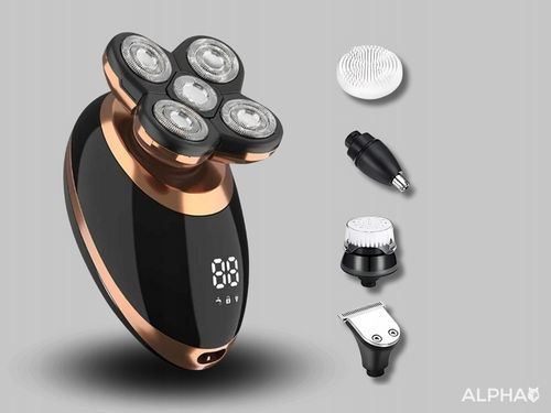 Golarka Męska 5W1 Maszynka do Golenia Brody, Włosów i Głowy - Trymer Alpha na Arena.pl