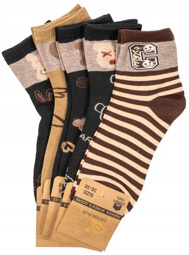 5x Skarpetki Damskie Skarpety Bawełniane Kolorowe Śmieszne Wzory 39-42 na Arena.pl