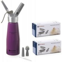 SYFON DO BITEJ ŚMIETANY 0,5L FIOLETOWY + NABOJE N2O 48 SZTUK HENDI