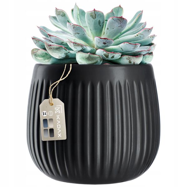 KADAX Doniczka Ceramiczna Osłonka 14cm Czarna zdjęcie 1