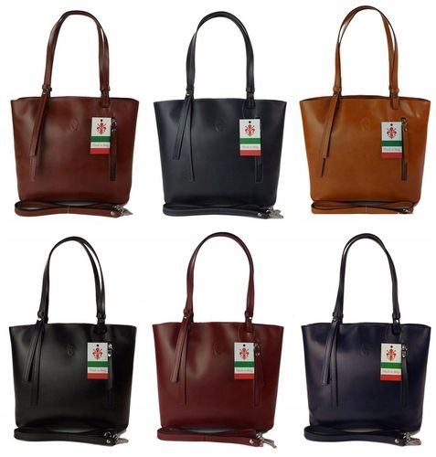 Duży włoski kufer Vera Pelle skórzana pojemna torba A4 Czekoladowa na Arena.pl