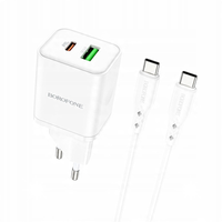 Ładowarka sieciowa zasilacz Borofone BN7 USB + USB-C z kablem USB-C 1m 20W