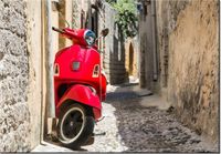 100 70CM OBRAZ PŁÓTNO CZERWONY SKUTER PŁÓTNO RAMA