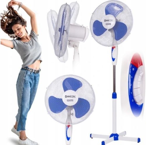 Biurowy WENTYLATOR STOJĄCY WIATRAK PODŁOGOWY CICHY MOCNY REGULACJA OSCYLACJ na Arena.pl