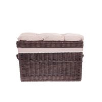 KUFER Z WIKLINY CIEMNY SKRZYNIA Z WIEKIEM KOSZ NA BIELIZNĘ I ZABAWKI Z OBSZYCIEM 70X43 H44 CM