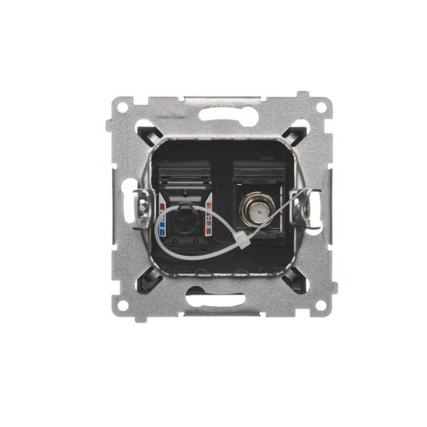 Simon54 Gniazdo antenowe typu "F" + komputerowe RJ45 DASFRJ45.01/49 czarny mat zdjęcie 2