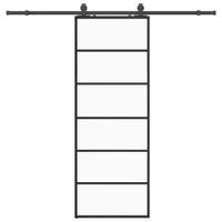 Drzwi przesuwne z zestawem okuć czarne 76x205 cm ESG szkło