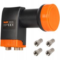KONWERTER SATELITARNY QUAD PREMIUM 4K HD 4 GNIAZDA POCZWÓRNY + 4x WTYK F