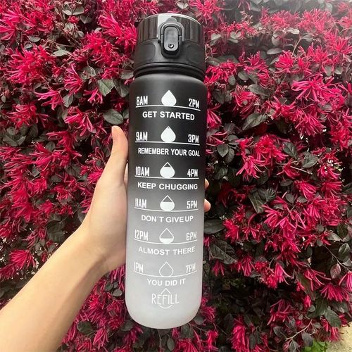 butelka na wodę, bidon z miarką 1l ombre szary z czernią bd16 na Arena.pl