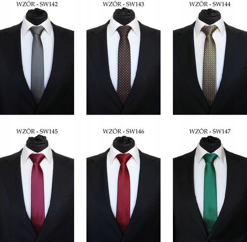 KRAWAT ŚLEDŹ ŚLEDZIK WĄSKI 6 cm - DUŻO WZORÓW na Arena.pl