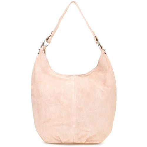 Pudrowa Zamszowa Torebka Damska A4 Skórzana Worek K50 na Arena.pl