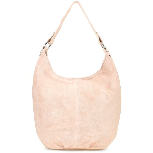 Pudrowa Zamszowa Torebka Damska A4 Skórzana Worek K50 zdjęcie 2