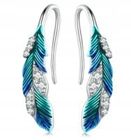 KOLCZYKI SREBRNE KOLCZYKI WISZĄCE NAUSZNICE PIÓRKA ORYGINALNE SREBRO 925