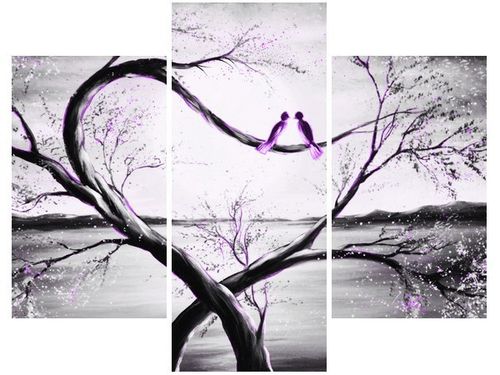 70 90CM OBRAZ 3 ELEM W FIOLETOWYM ŚWIETLE KSIĘŻYCA ŚCIENNY PŁÓTNO na Arena.pl