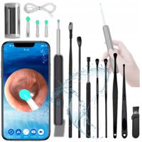 Otoskop Smart do czyszczenia uszu HD, akumulatorowy, 4 końcówki, Wi-Fi