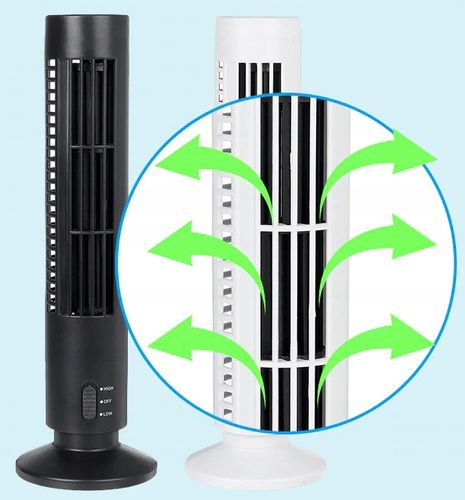 WENTYLATOR KOLUMNOWY BIURKOWY STOJĄCY OSCYLACJA KLIMA USB 3W CZARNY na Arena.pl