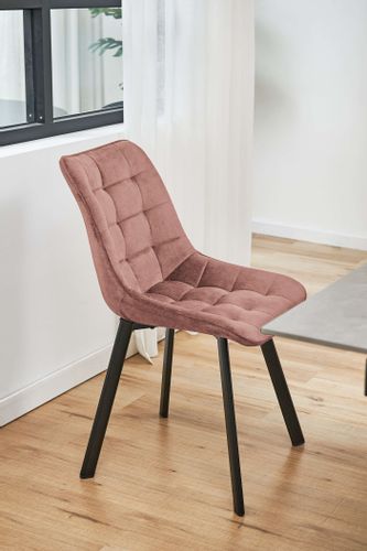 Welurowe krzesło tapicerowane pikowane SJ.28 Różowe na Arena.pl