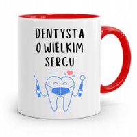 Kubek Czerwony Prezent Dentysty O Wielkiem Sercu Z Nadrukiem Ze Zdjęciem