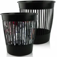 KOSZ NA ŚMIECI PLASTIKOWY 12L CZARNY Z OTWORAMI DEKORACYJNY DO KUCHNI BIURA