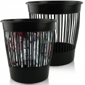 KOSZ NA ŚMIECI PLASTIKOWY 12L CZARNY Z OTWORAMI DEKORACYJNY DO KUCHNI BIURA