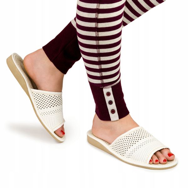 DAMSKIE KAPCIE Skórzane Pantofle Skóra Ciapy zdjęcie 11