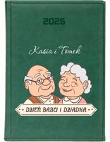 KALENDARZ A4 2026 DZIENNY KSIAŻKOWY NADRUK uv DLA BABCI I DZIADKA + napis