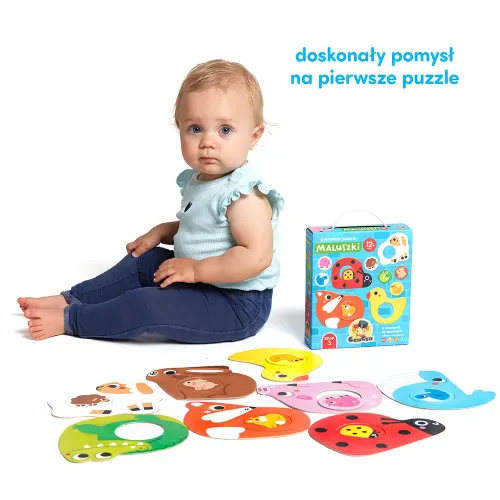 CzuCzu Pierwsze puzzle Maluszki, dla dzieci 1+, 8 układanek z dziurką na Arena.pl