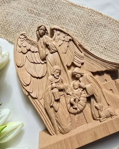 SZOPKA BOŻONARODZENIOWA Z LITEGO DREWNA ŚWIĘTA RODZINA PREZENT Z GRAWEREM na Arena.pl