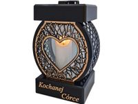 CÓRKA CÓRCE ZNICZ LAMPION NA GRÓB KOŁO RTN SERCE RAMA ZŁOTO+ŚWIECA LED BIAŁ