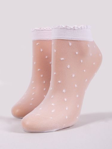 Skarpety dziewczęce rajstopowe kropki białe 2PAK 20 DEN Uniwersalny na Arena.pl