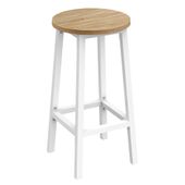 Hoker barowy dąb sonoma loft 65 cm okrągły taboret kuchenny białe nogi