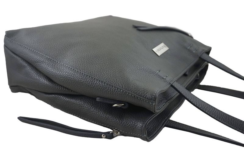 Torba skórzana A4 na ramię - Szara ciemna zdjęcie 5