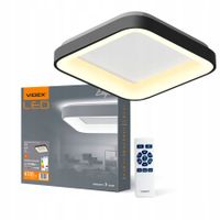 2 x Plafon ściemniacz timer LED Videx 72W natynkowy czarny 45 cm 4700lm + p