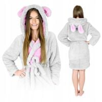 Szlafrok damski ciepły do kolan prezent myszka strój m wygodny z kapturem