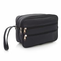 SASZETKA męska skórzana do ręki na dokumenty pieniądze E009 czarna