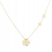 Naszyjnik celebrytka stal chirurgiczna koniczynki z cyrkoniami zlote